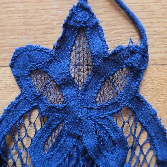 NWT, Free People ONE, Adella Burnout Lace Slip Mini Dress, Navy, XS - Picture 9 of 15